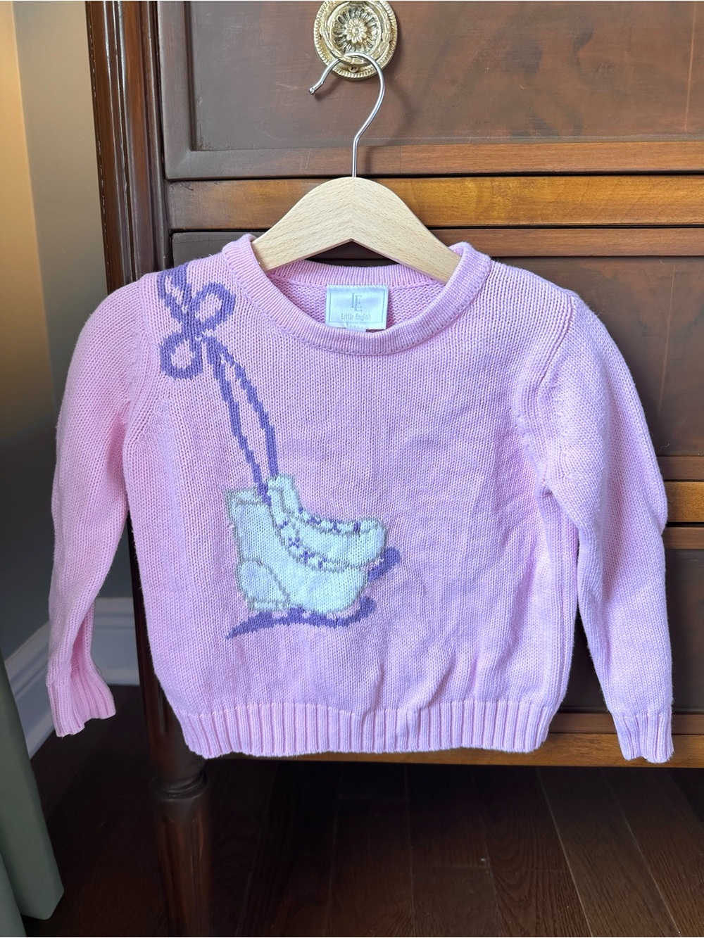 Little English Pink Ice Skate Sweater Size 2T
